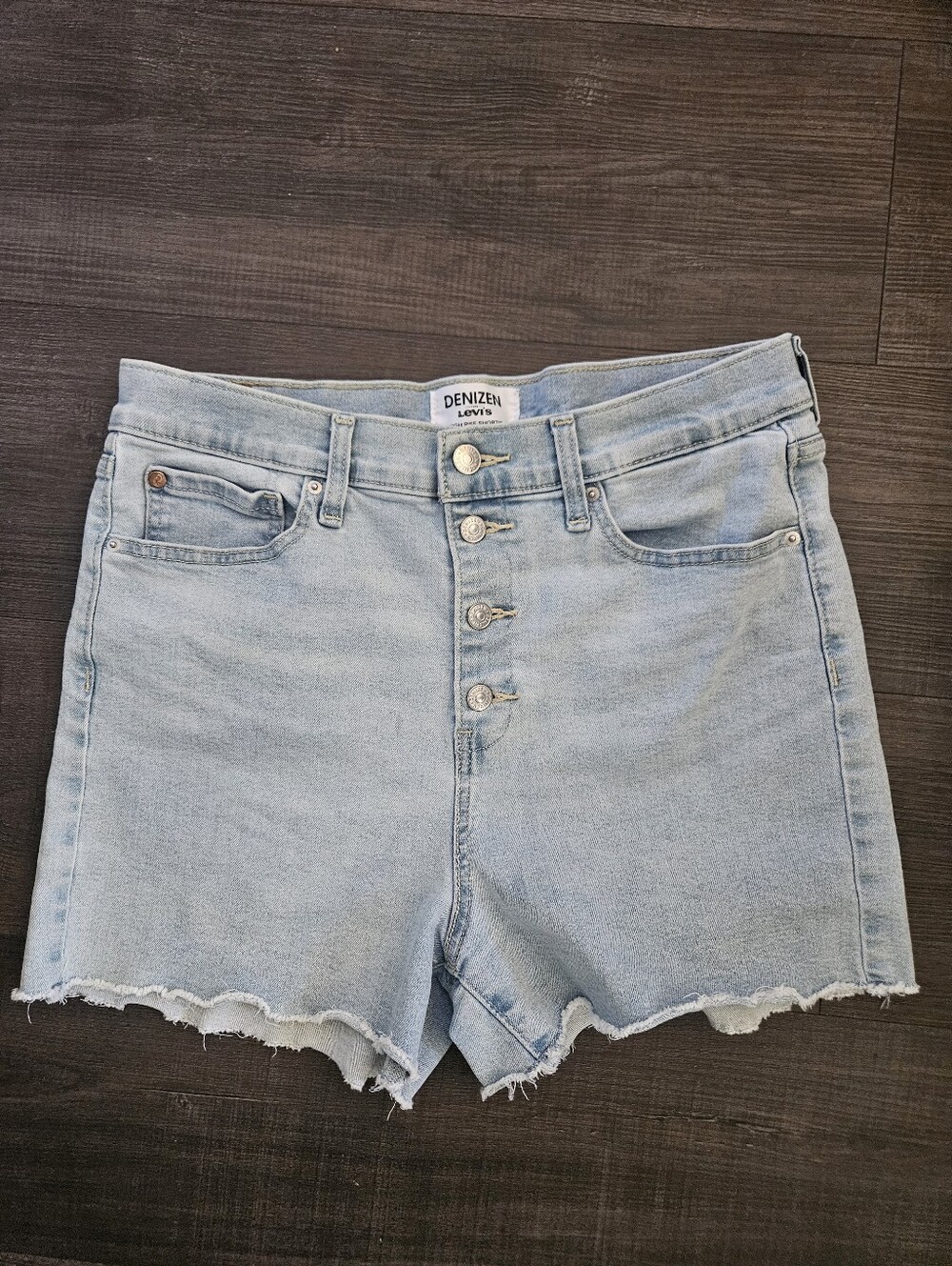 Denizen from Levi's Light Blue High-Rise Button-Fly Jeans with Frayed Hem